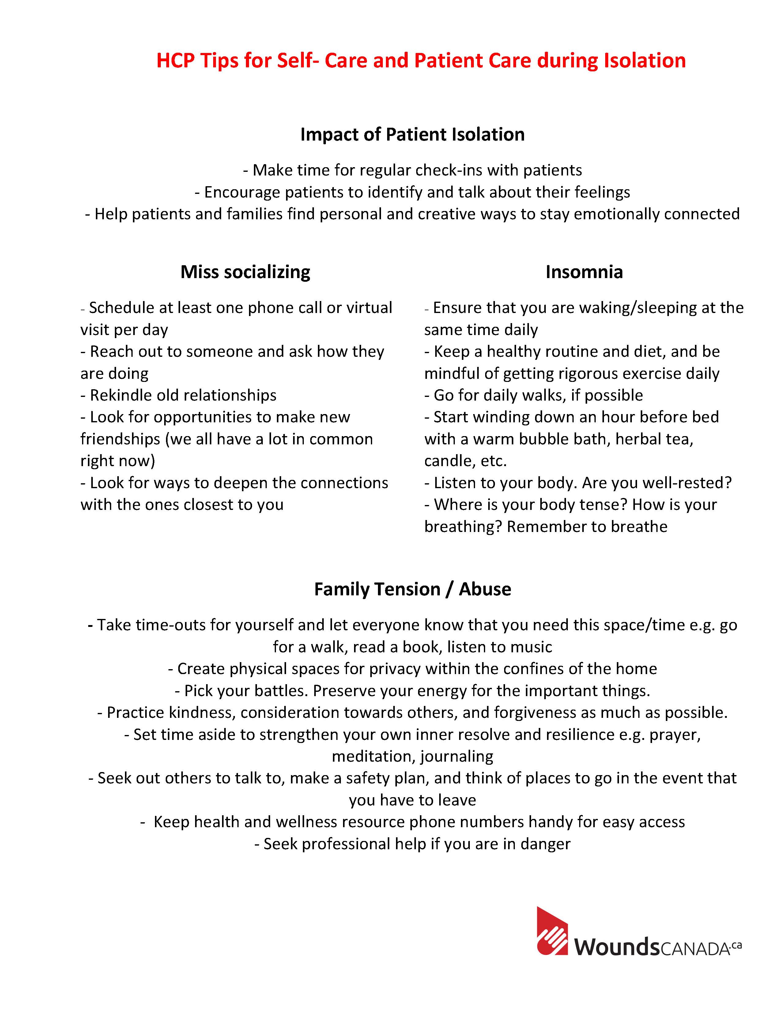 HCP Tips During Isolation